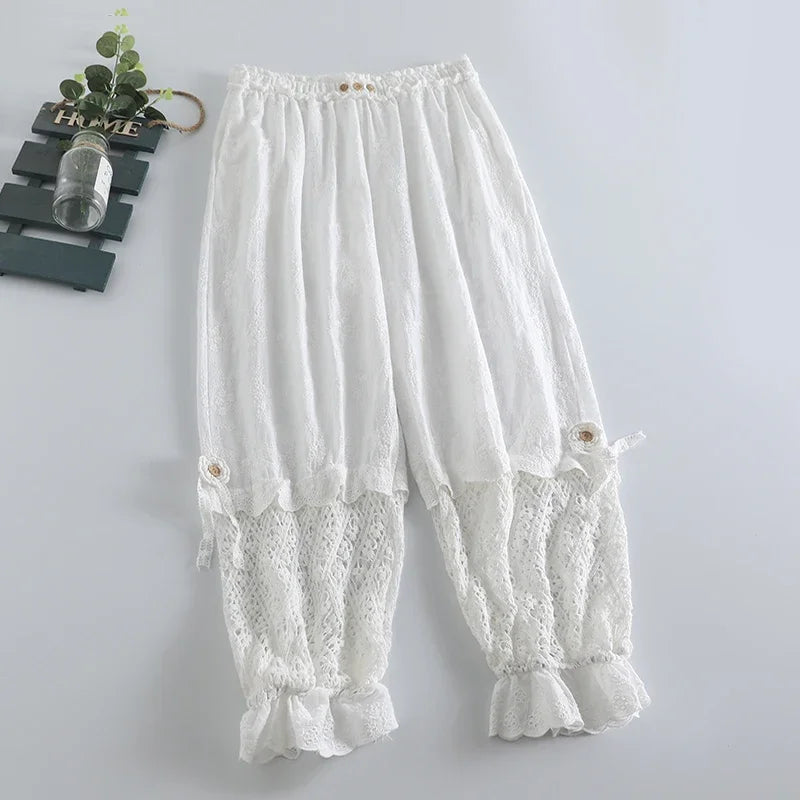 Ruffles Loose Cotton Pants