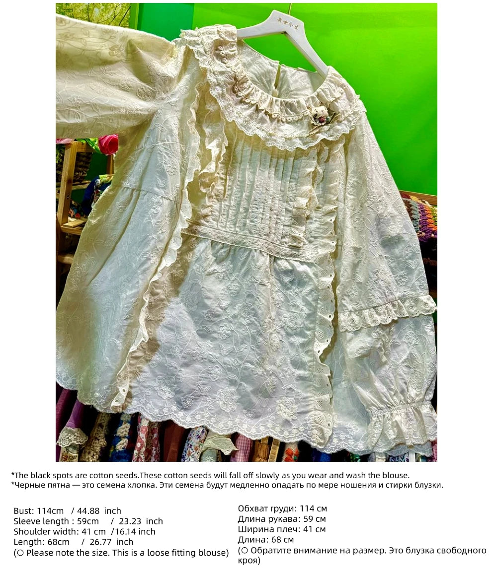 Retro Chic Pleated Lace Blouse