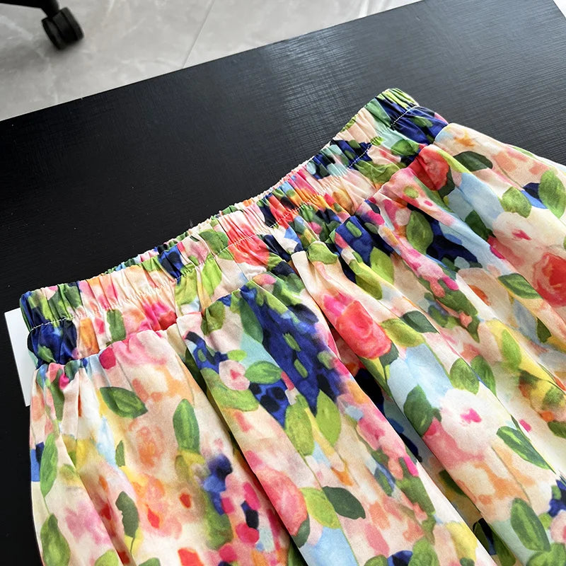 Asymmetric cake skirt бохо одежда Spring elegant long Skirts Summer Women faldas Mujer Moda Colorful floral print Cotton
