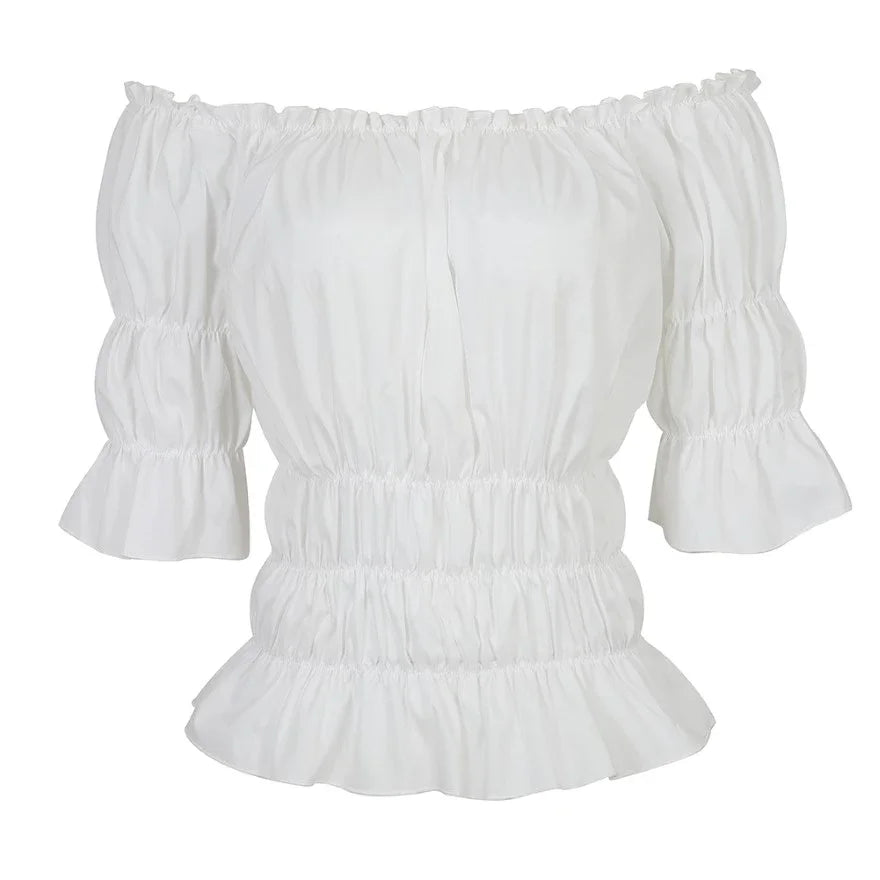 Peasant Off Shoulder Short Sleeves Shirt