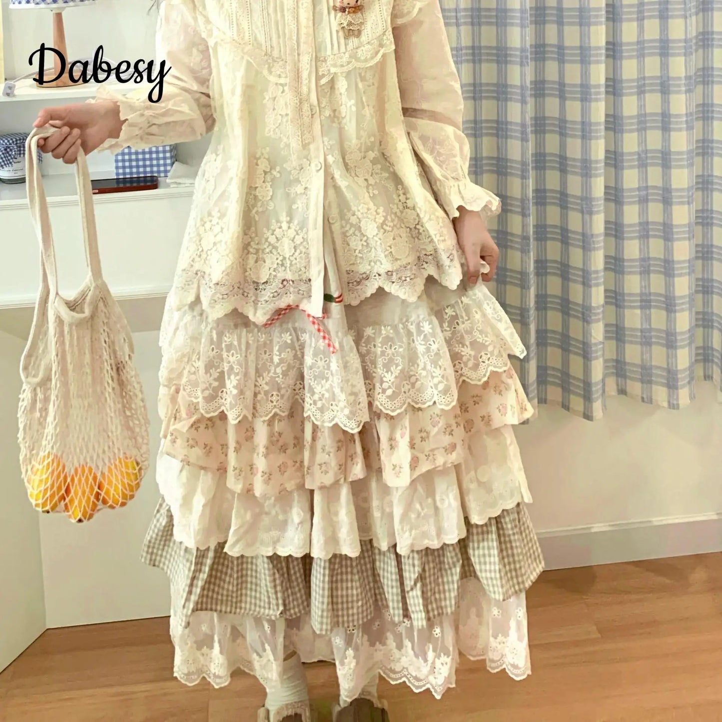 Vintage Kawaii Lolita Cake Long Skirt Women Sweet Japanese Style Lace Ruffled Patchwork High Waist Party Skirt Faldas Mujer Moda