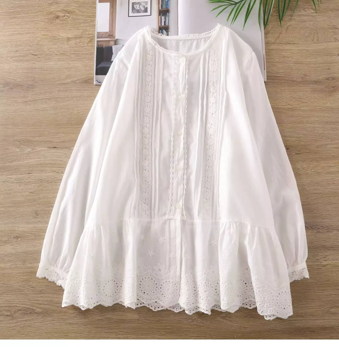 Embroidered Ruffled Blouse