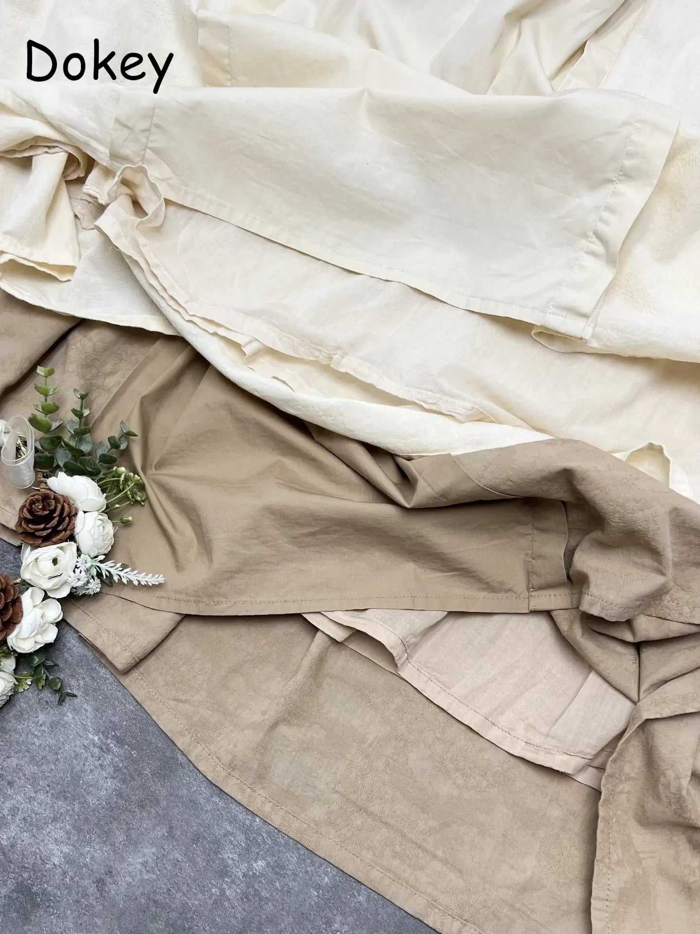 Vintage Pleated Cotton Linen Long Dress Women Spring Japan Mori Girl O Neck Puff Sleeve French Midi Dress Casual Loose Vestidos