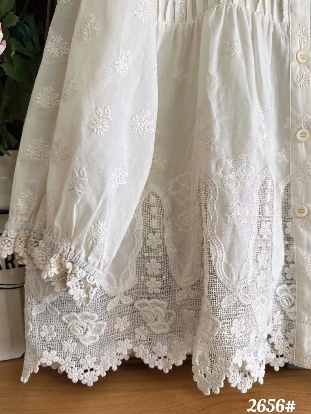 Japanese Sweet Mori Girl Embroidery Hollow Out Patchwork Cotton Shirts Women Spring New O-Neck Long Sleeve Casual Loose Tops