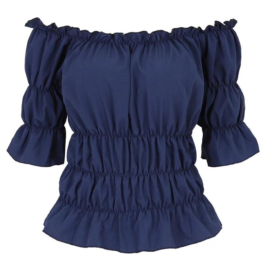 Peasant Off Shoulder Short Sleeves Shirt