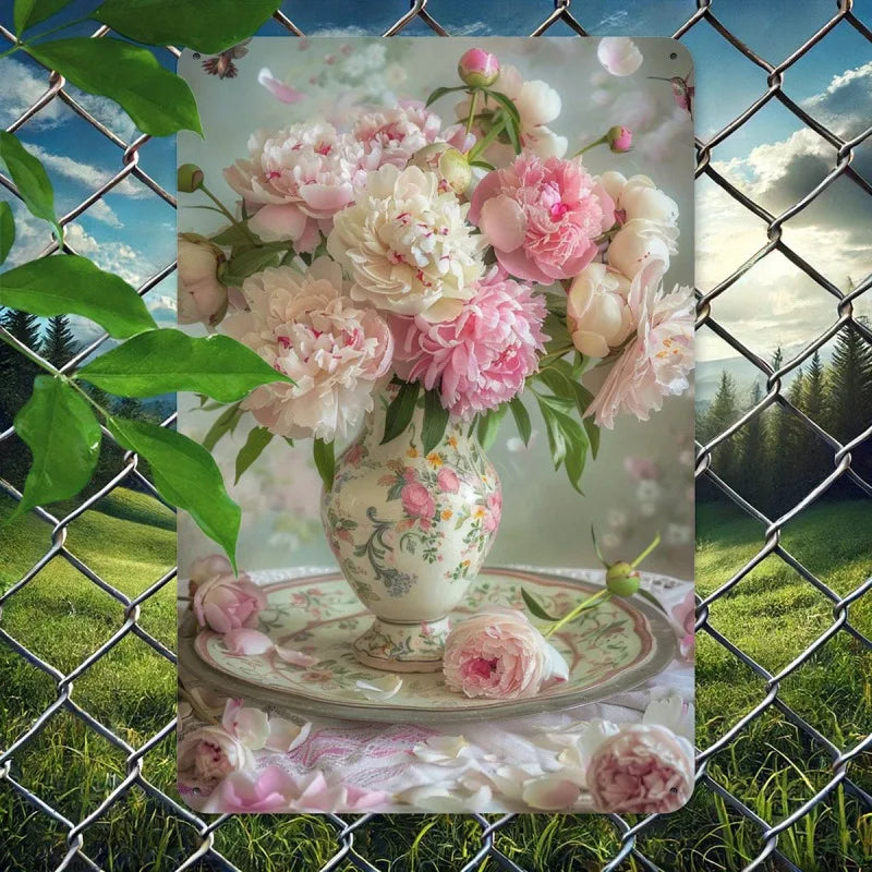 Country Style Vase Durable Iron Indoor Outdoor Wall Art