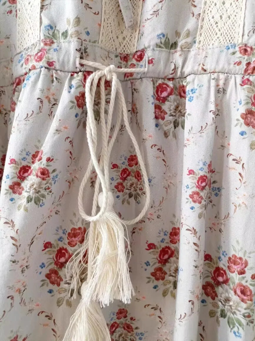 Sweet Floral Pullover Long Sleeved Dress