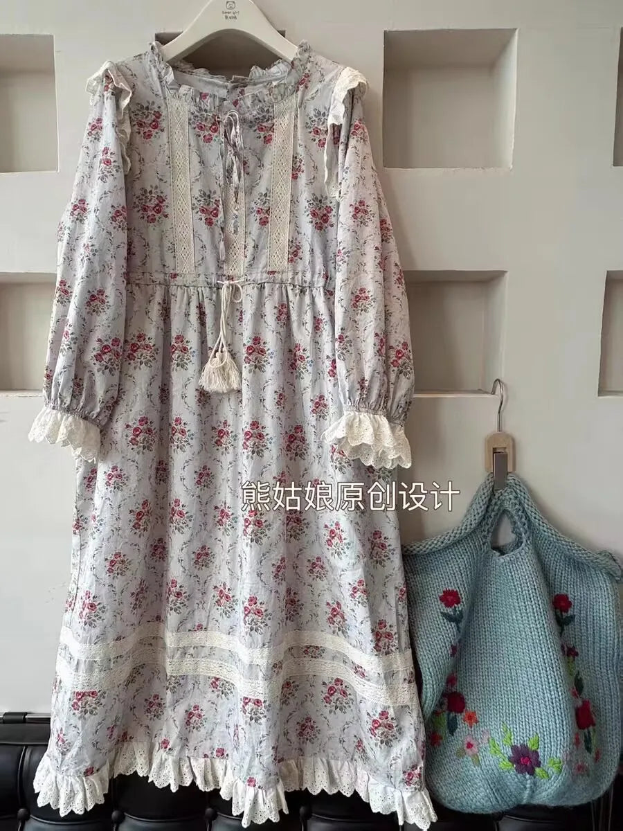 Sweet Floral Pullover Long Sleeved Dress