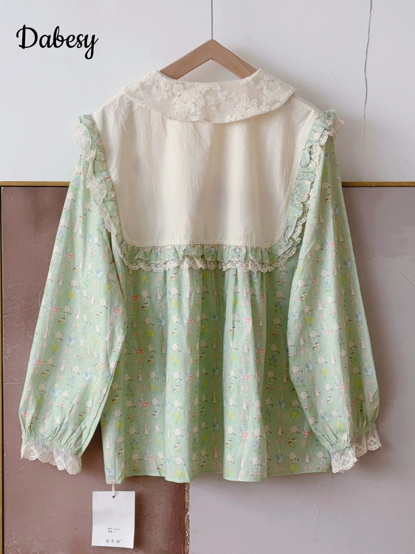 Japanese Patchwork Lolita Blouses Women Vintage Lace Ruffled Peter Pan Collar Kawaii Shirt Sweet Mori Puff Sleeve Blusas Mujer