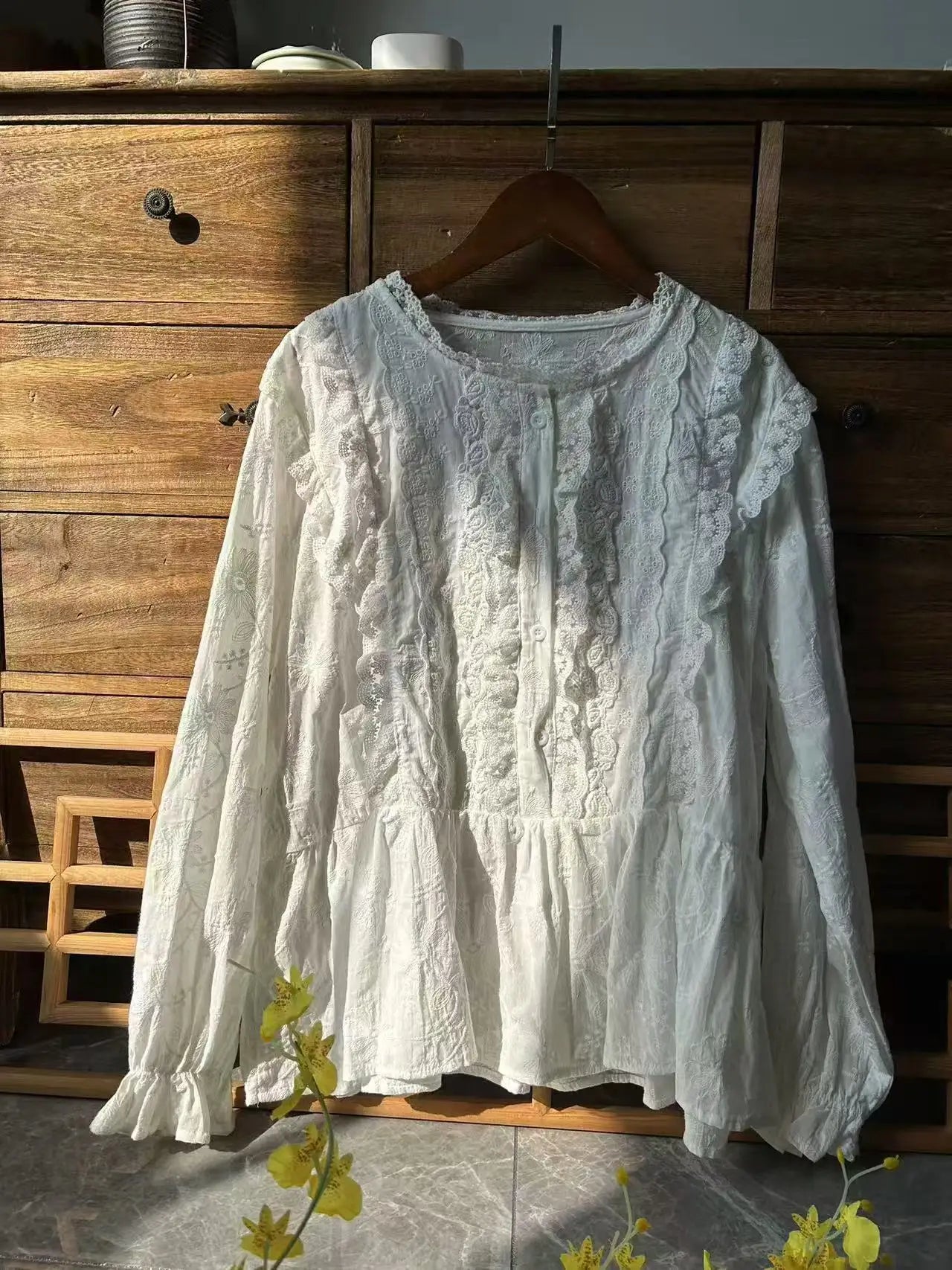 lace patchwork blouse