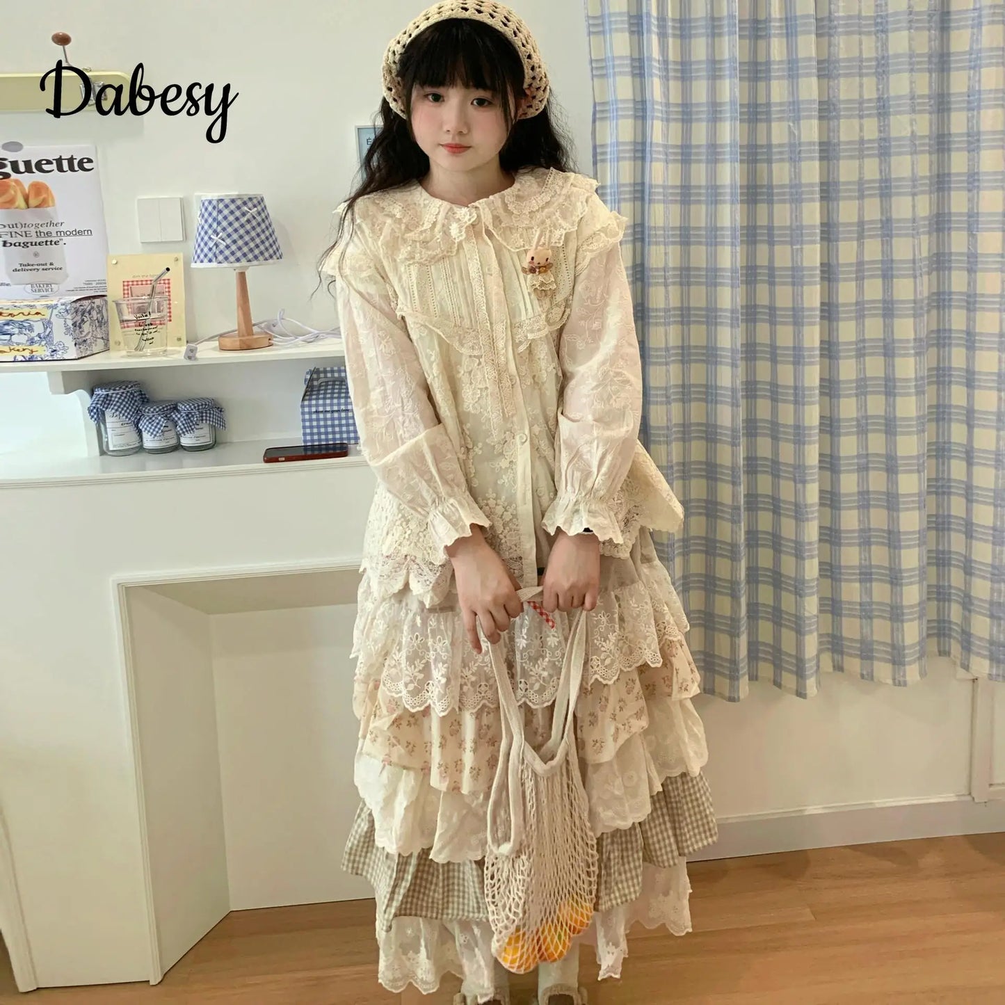 Vintage Kawaii Lolita Cake Long Skirt Women Sweet Japanese Style Lace Ruffled Patchwork High Waist Party Skirt Faldas Mujer Moda