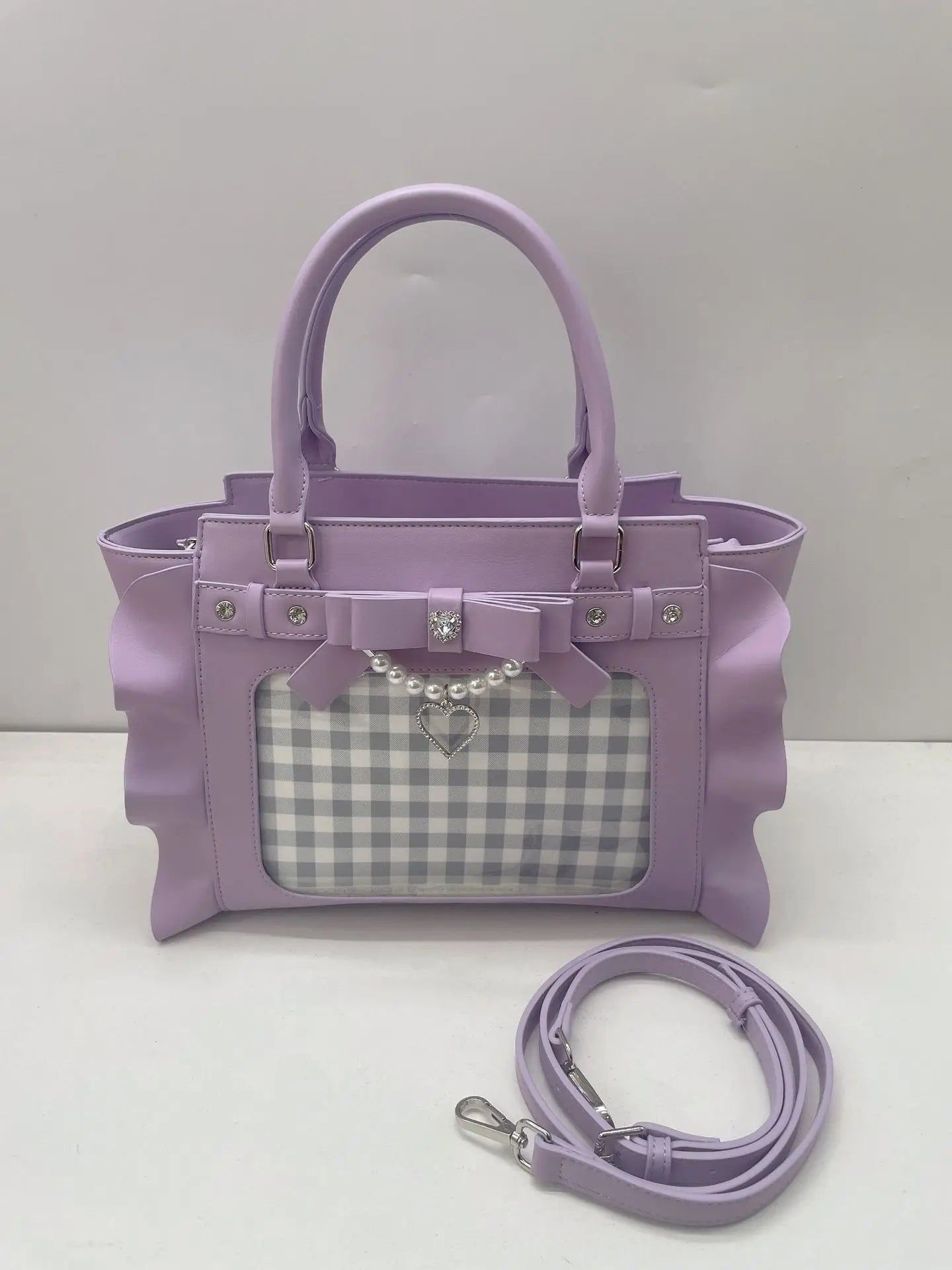 Square Pink Bag Pearl Handle Messenger Crossbody
