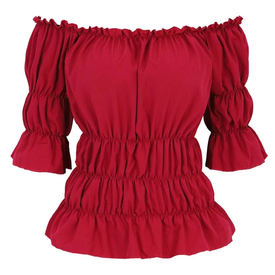 Peasant Off Shoulder Short Sleeves Shirt