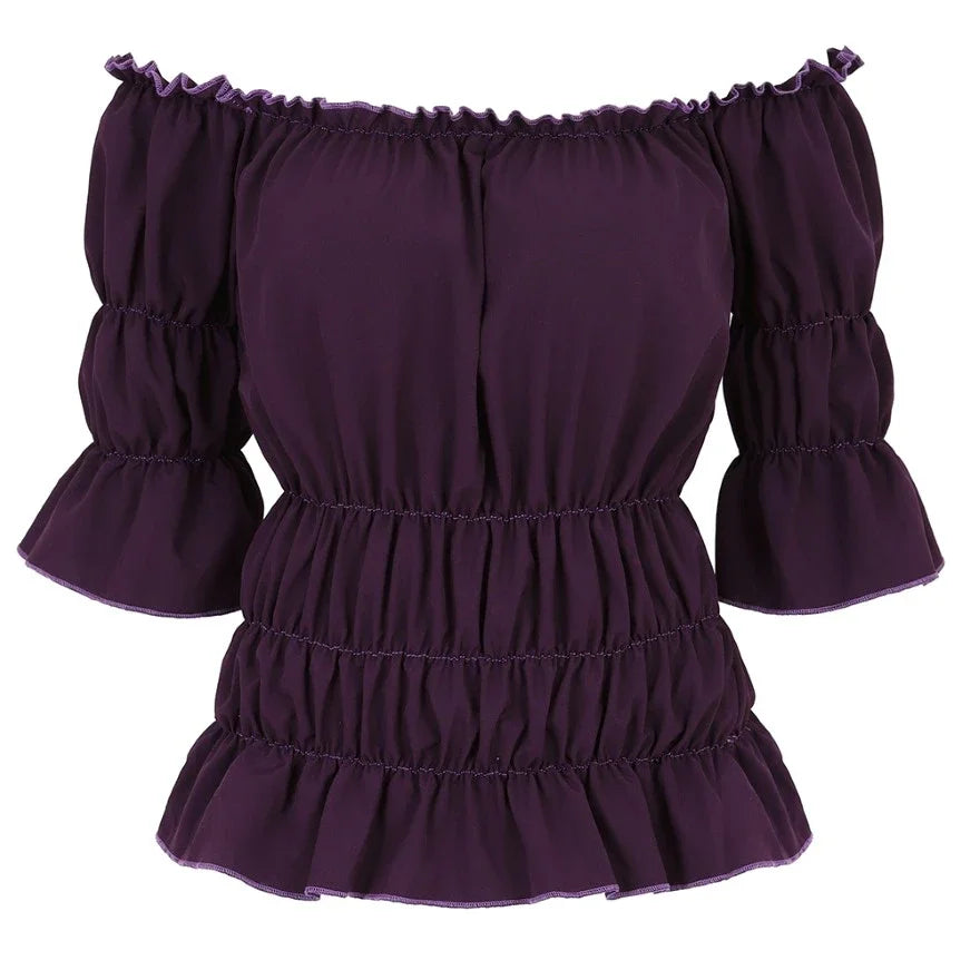 Peasant Off Shoulder Short Sleeves Shirt