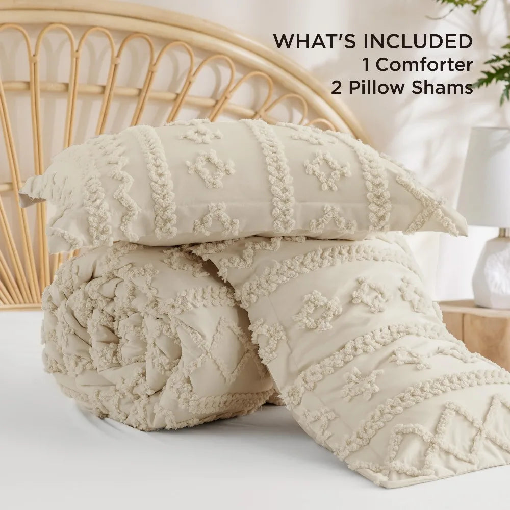 Bedsure Tufted GentleSoft™ 3 Pieces Farmhouse Shabby Chic Embroidery Bedding