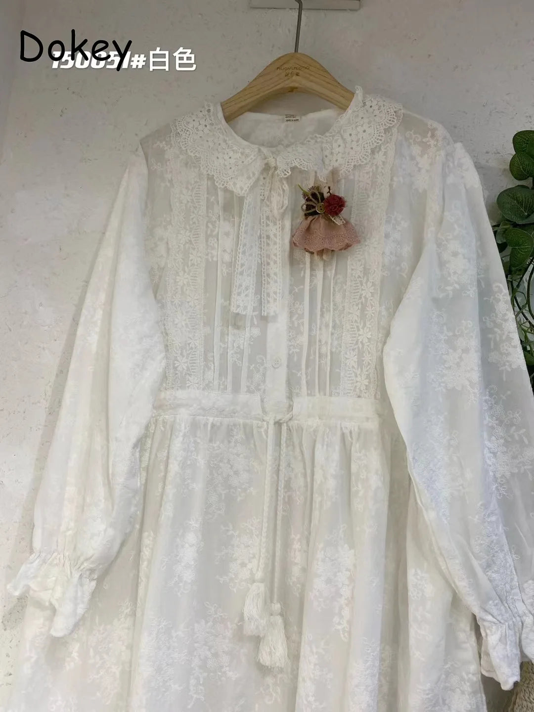 Ruffled Lace Collar Loose Midi Dress Casual