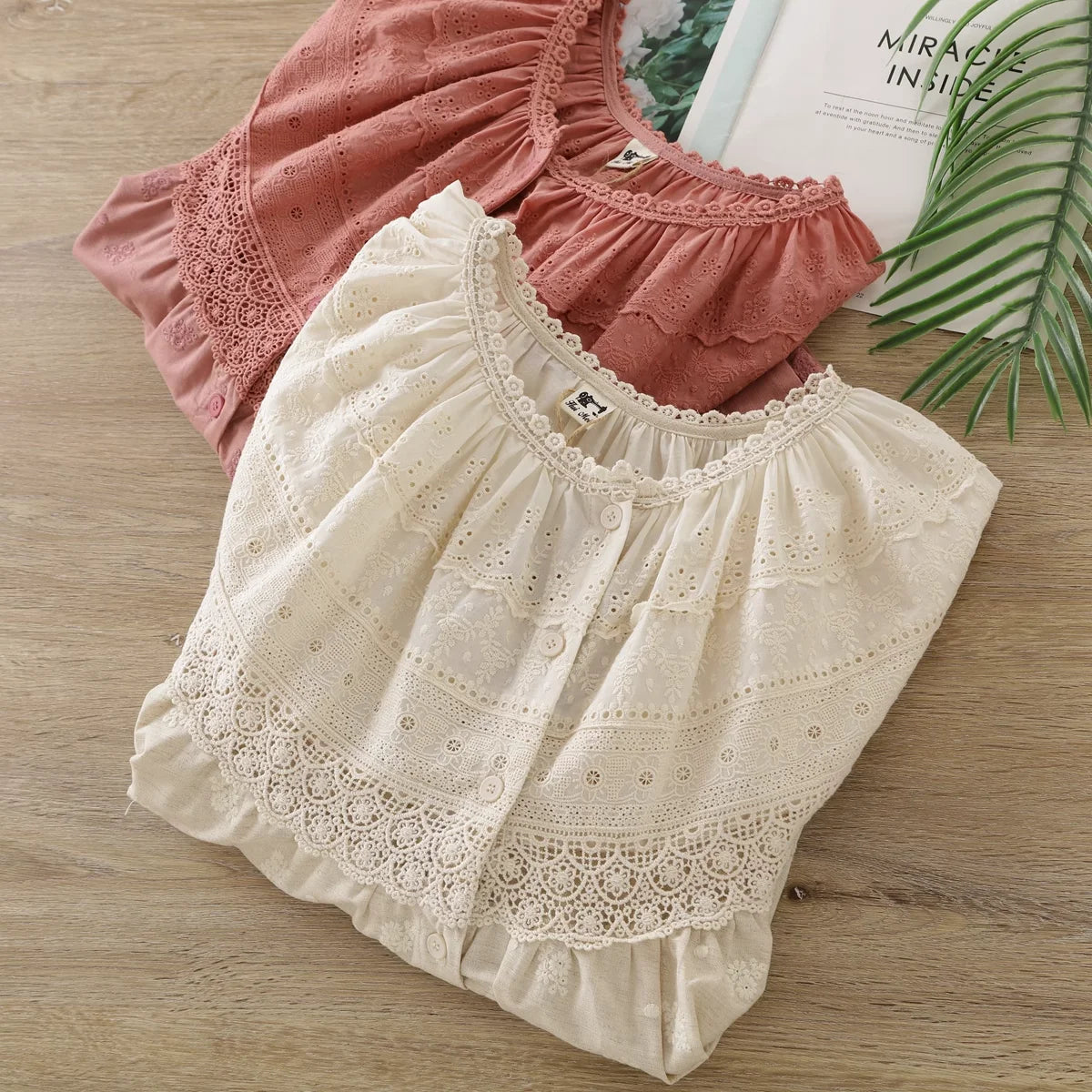 Cute clothes mori girl style Japan designer cotton lace crochet patchwork print shirts and blouses for women summer tops