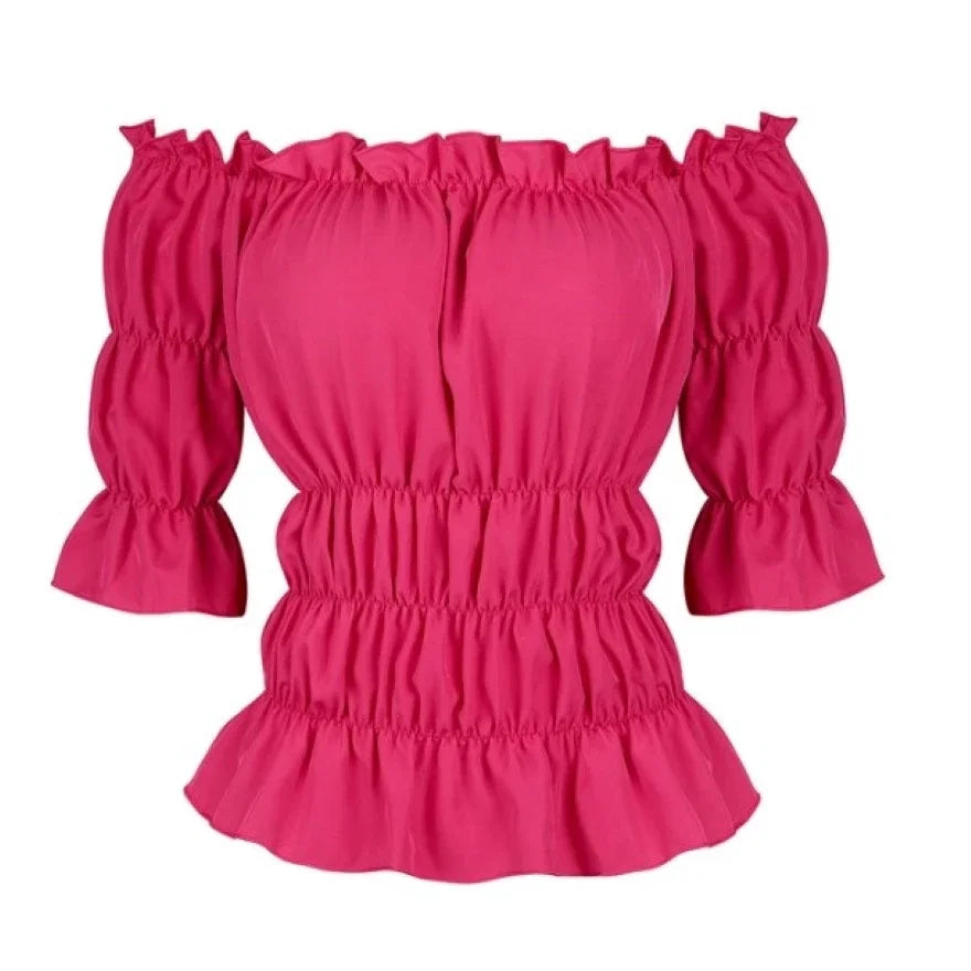 Peasant Off Shoulder Short Sleeves Shirt