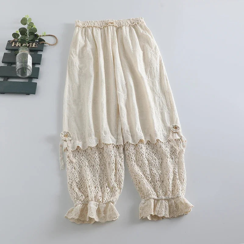 Ruffles Loose Cotton Pants