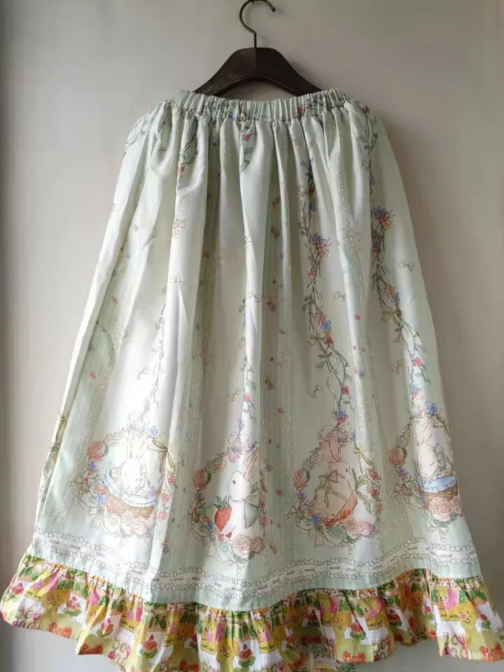 Vintage Rabbit Embroidery Skirt