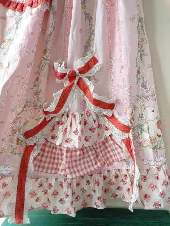 Vintage Rabbit Embroidery Skirt