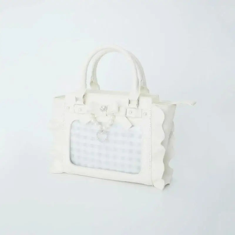 Square Pink Bag Pearl Handle Messenger Crossbody