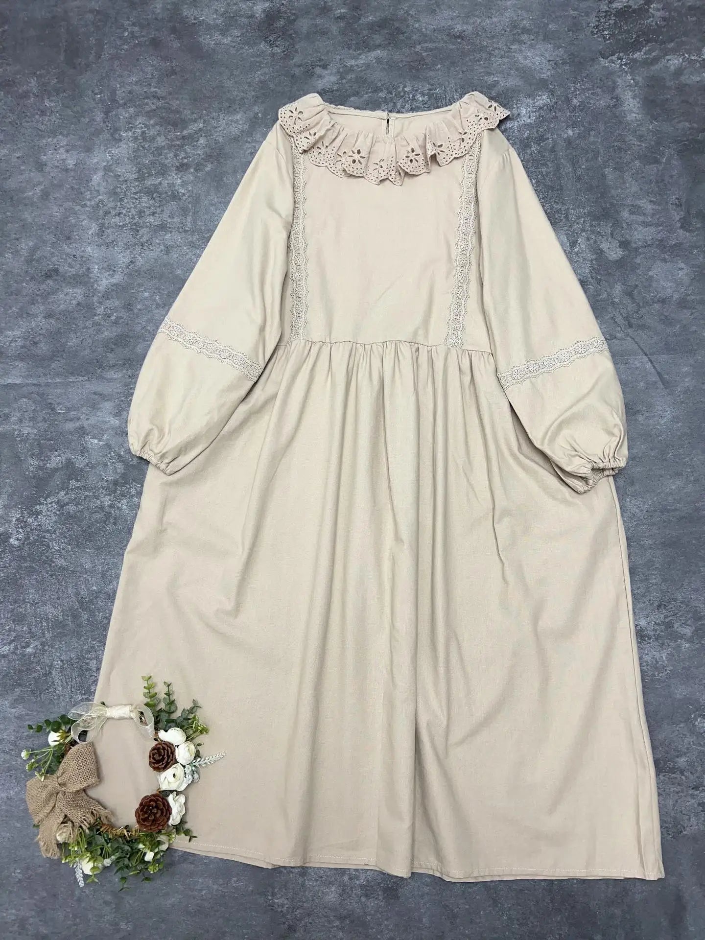 Johnature New Japanese Women Doll Dresses 2025 Autumn New Ruffles Collar Mori Cotton Linen Dress Vintage Casual Loose Dresses
