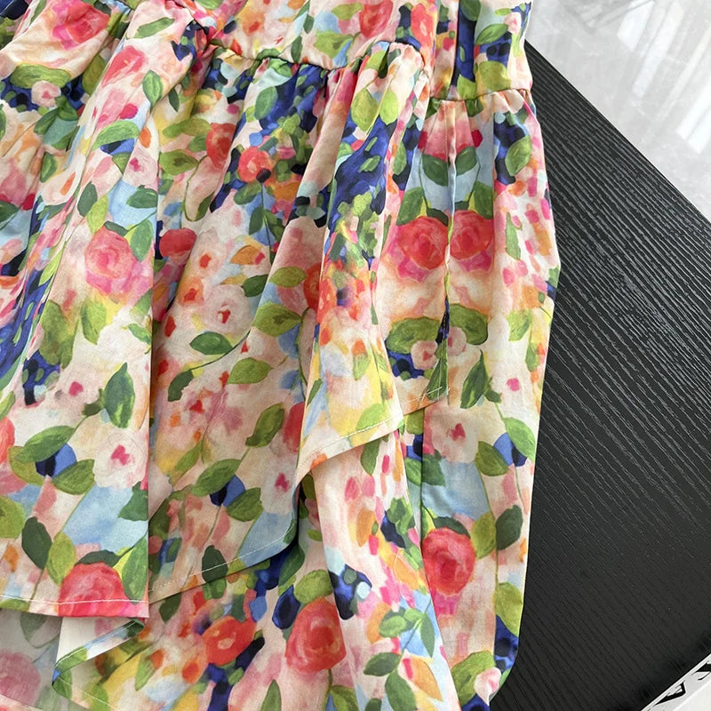 Asymmetric cake skirt бохо одежда Spring elegant long Skirts Summer Women faldas Mujer Moda Colorful floral print Cotton