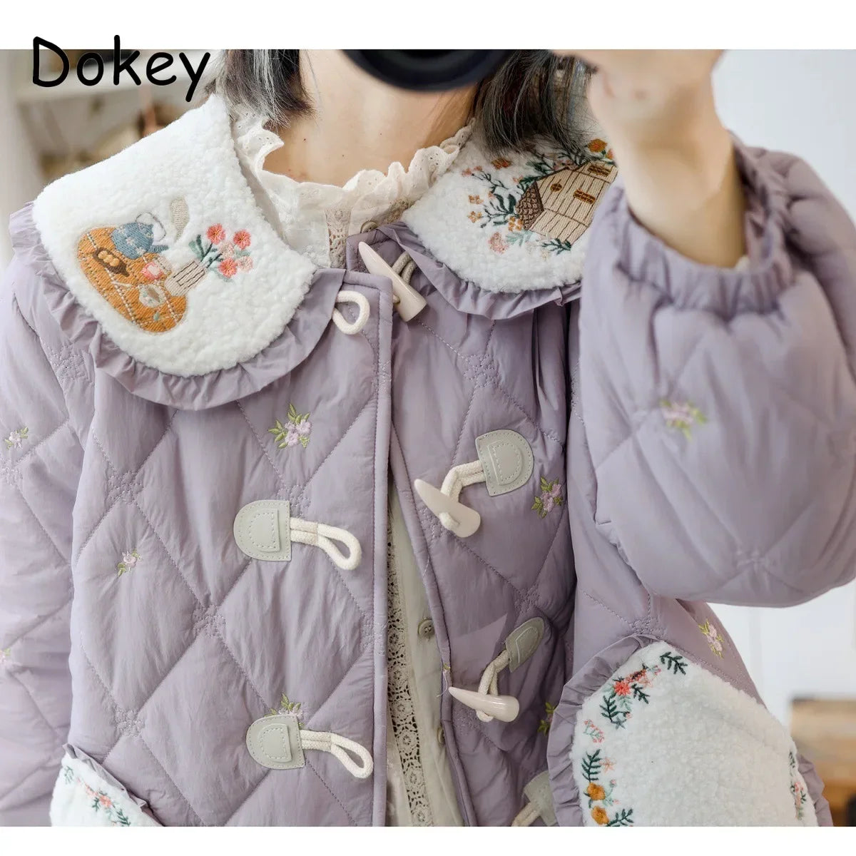 Embroidered Scalloped Coat