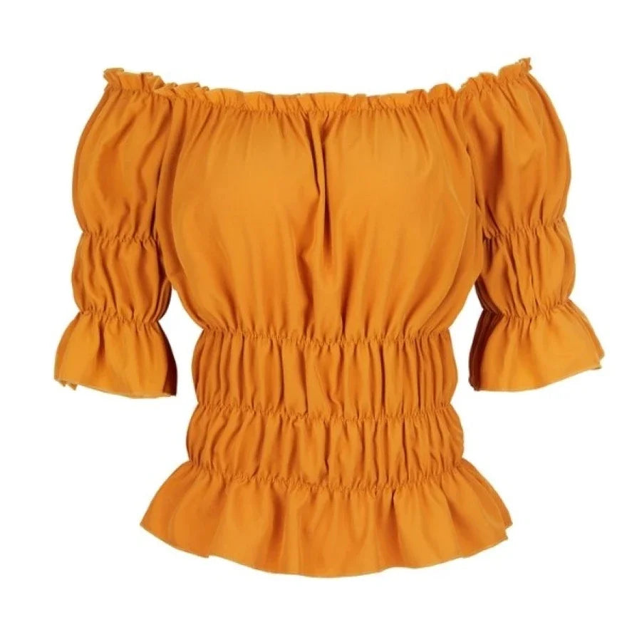 Peasant Off Shoulder Short Sleeves Shirt