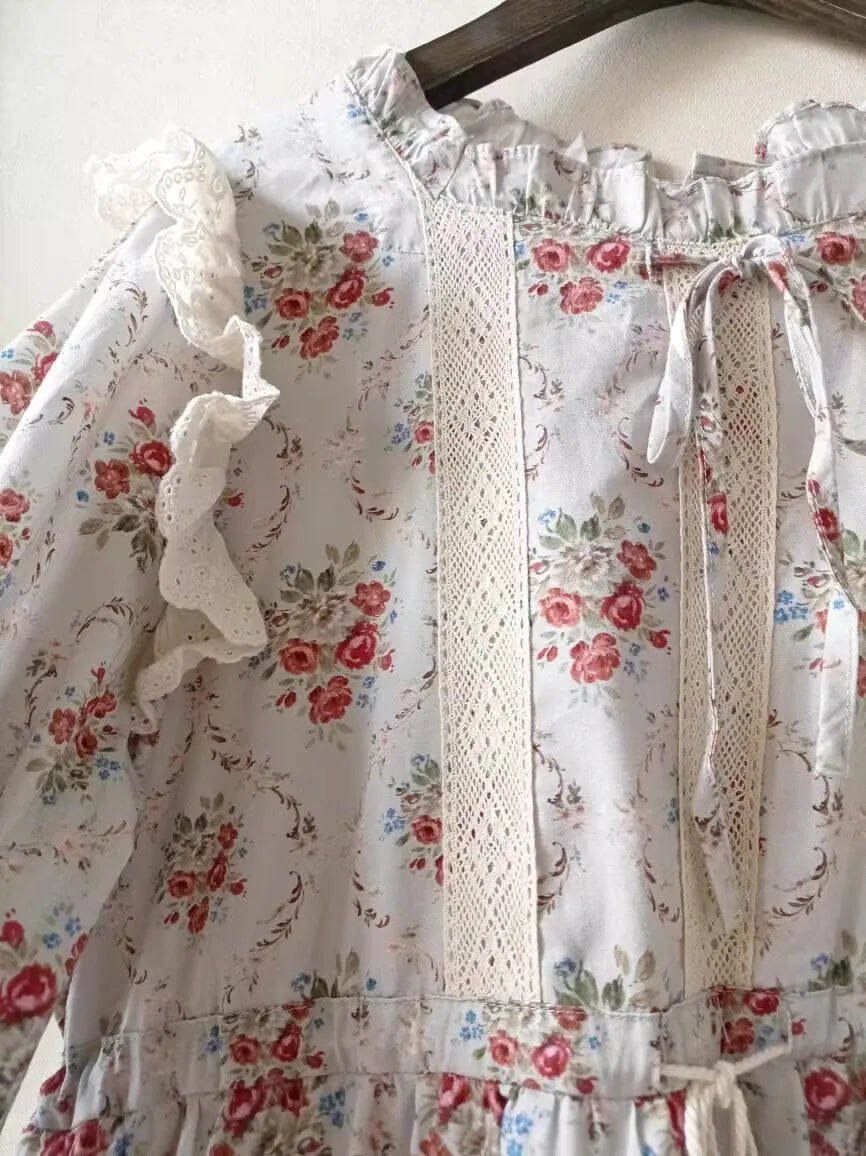 Sweet Floral Pullover Long Sleeved Dress