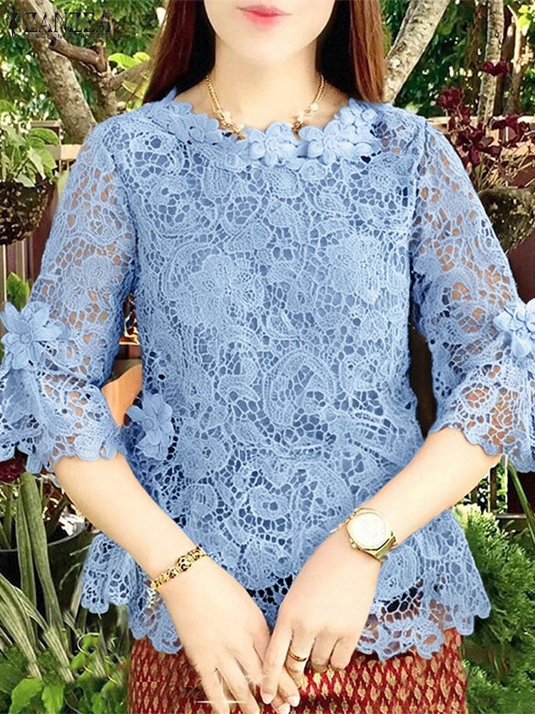 Lace Crochet Women Embroidered Blouse