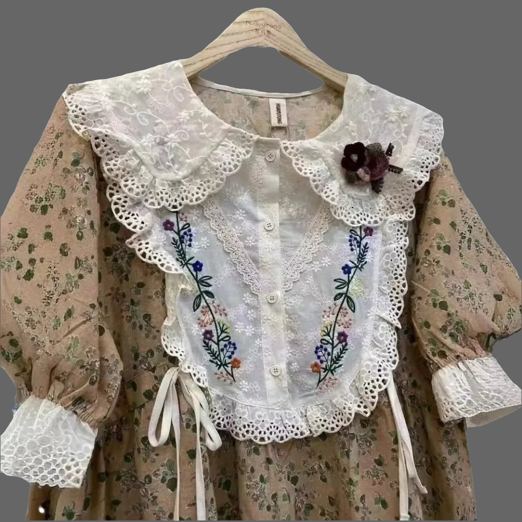 Flower Embroidery Blouse