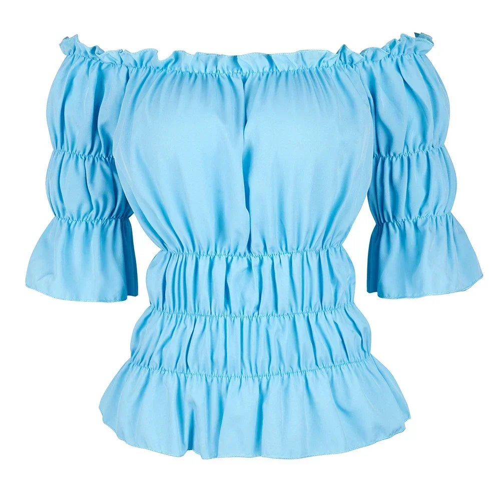 Peasant Off Shoulder Short Sleeves Shirt