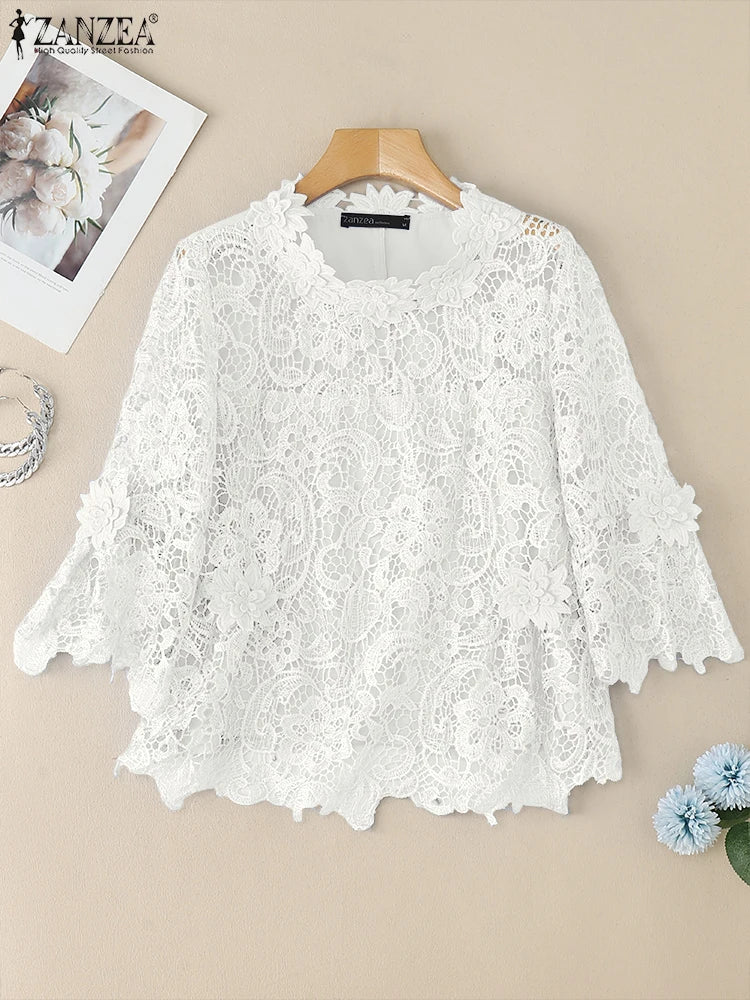 Lace Crochet Women Embroidered Blouse