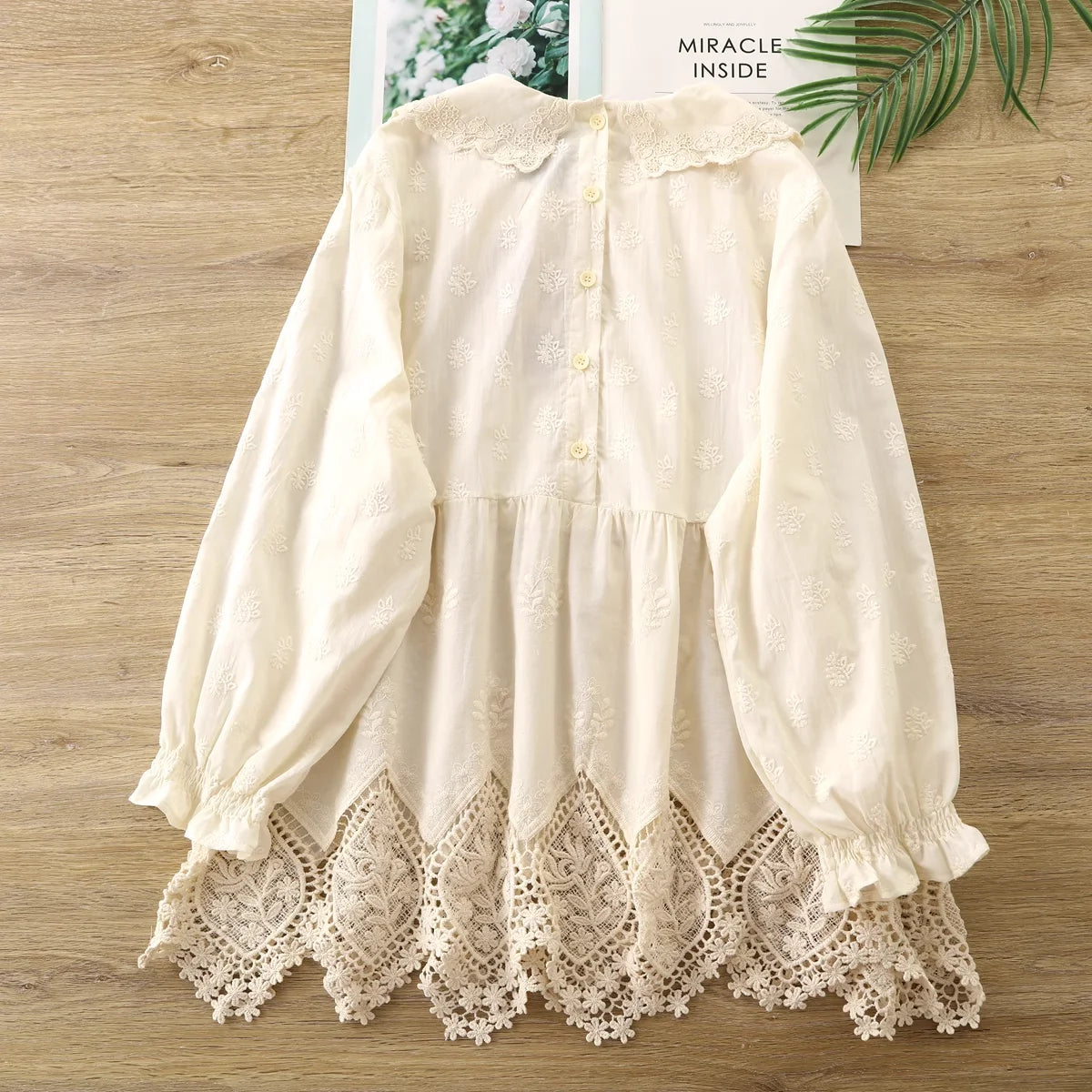Cute clothes mori girl Japan style peter pan collar lace crochet a-line shirts and blouses for women cotton hollow out shirt