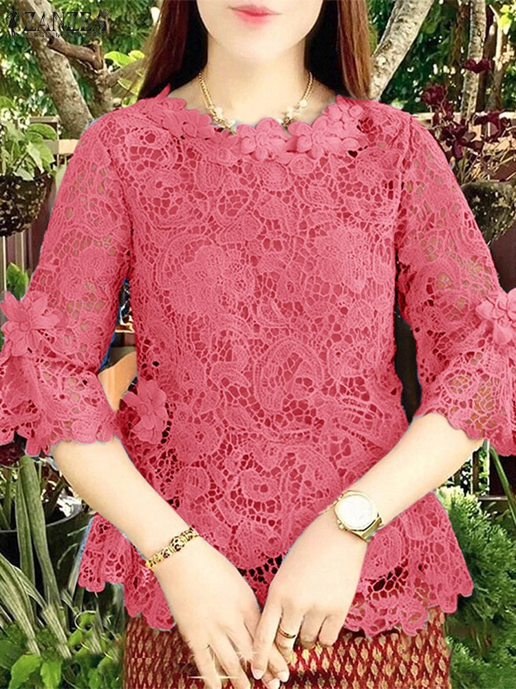 Lace Crochet Women Embroidered Blouse