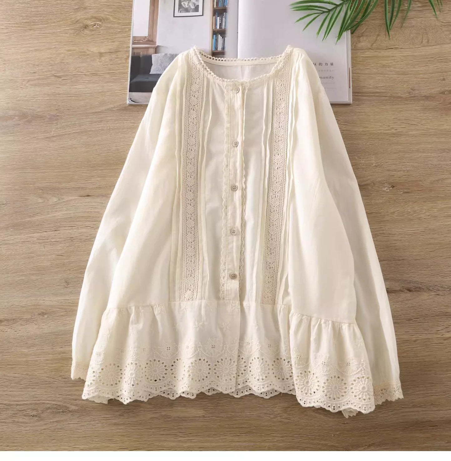 Embroidered Ruffled Blouse