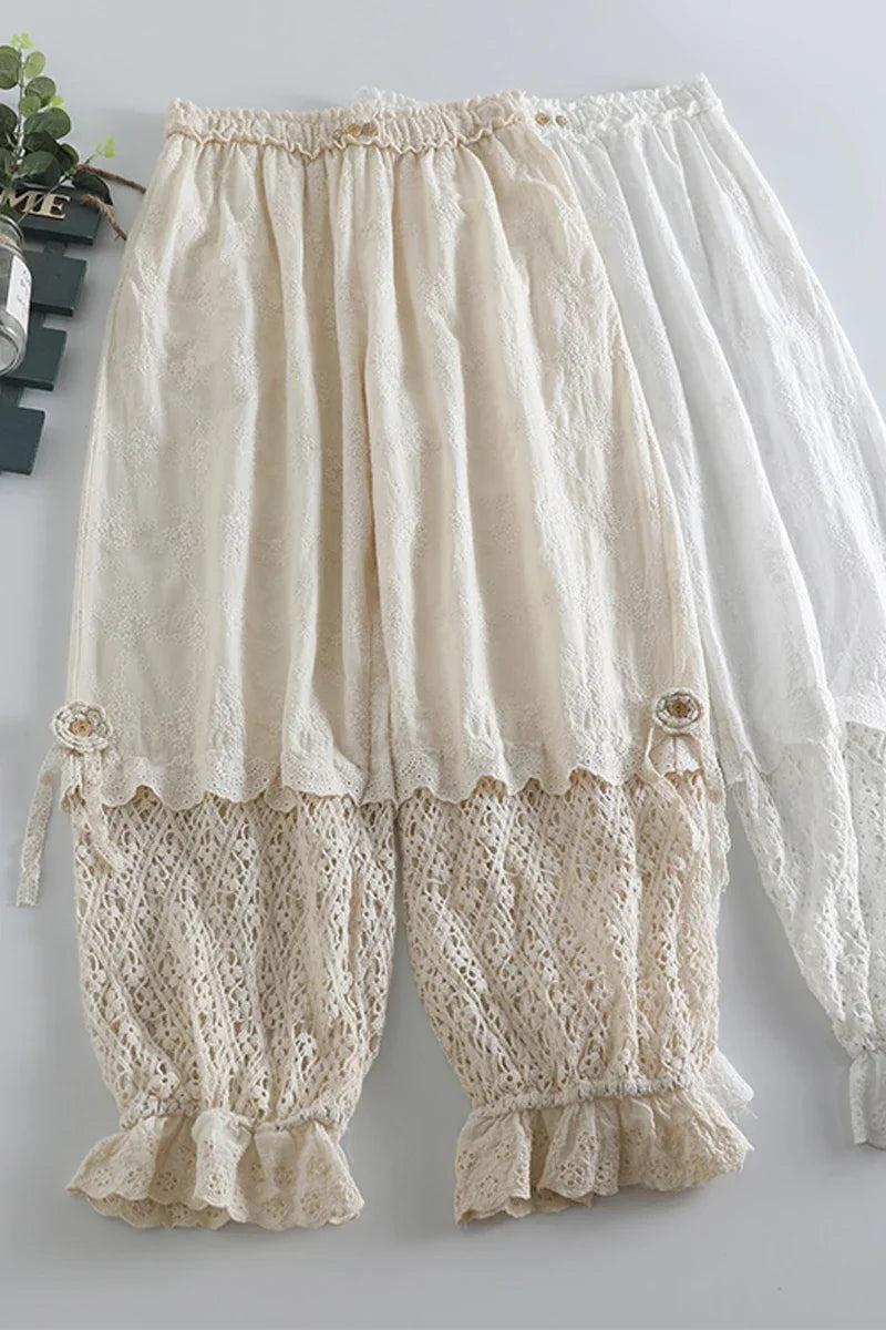 Ruffles Loose Cotton Pants