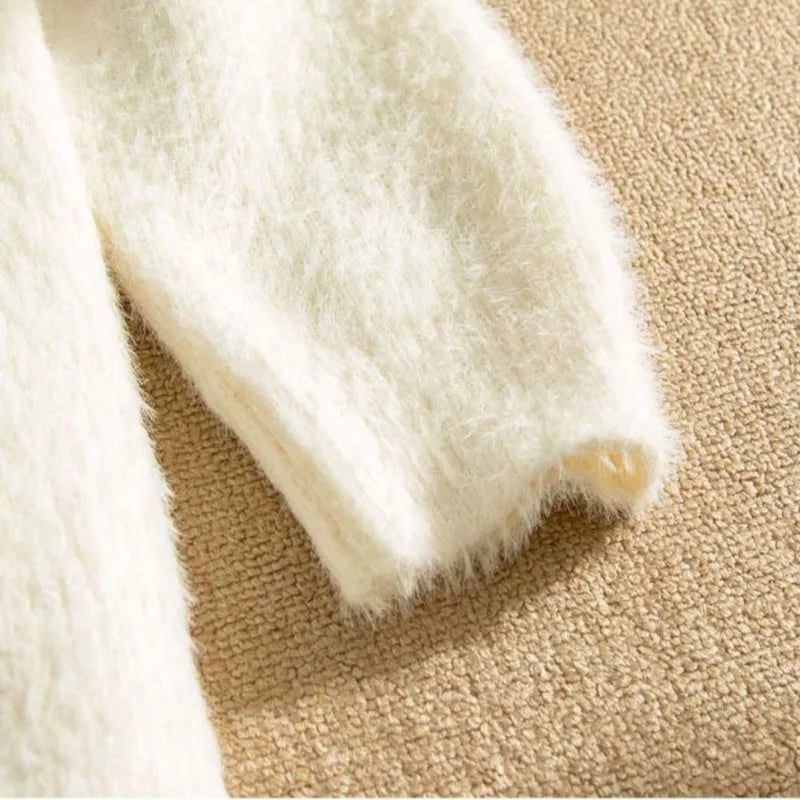 Mori cute sheep mink sweater women 2024 new round neck long-sleeved Japanese soft lazy loose knit sweater thickening