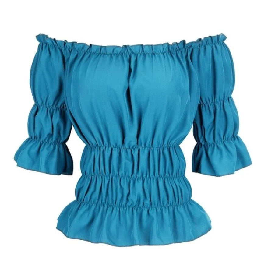 Peasant Off Shoulder Short Sleeves Shirt