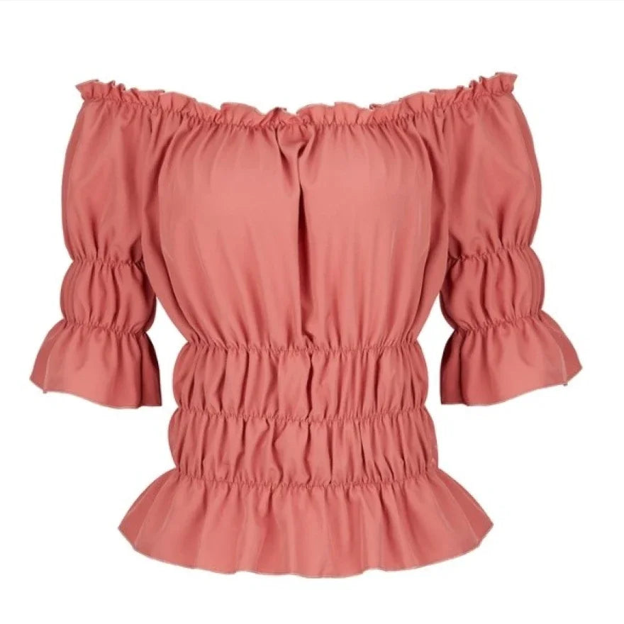 Peasant Off Shoulder Short Sleeves Shirt