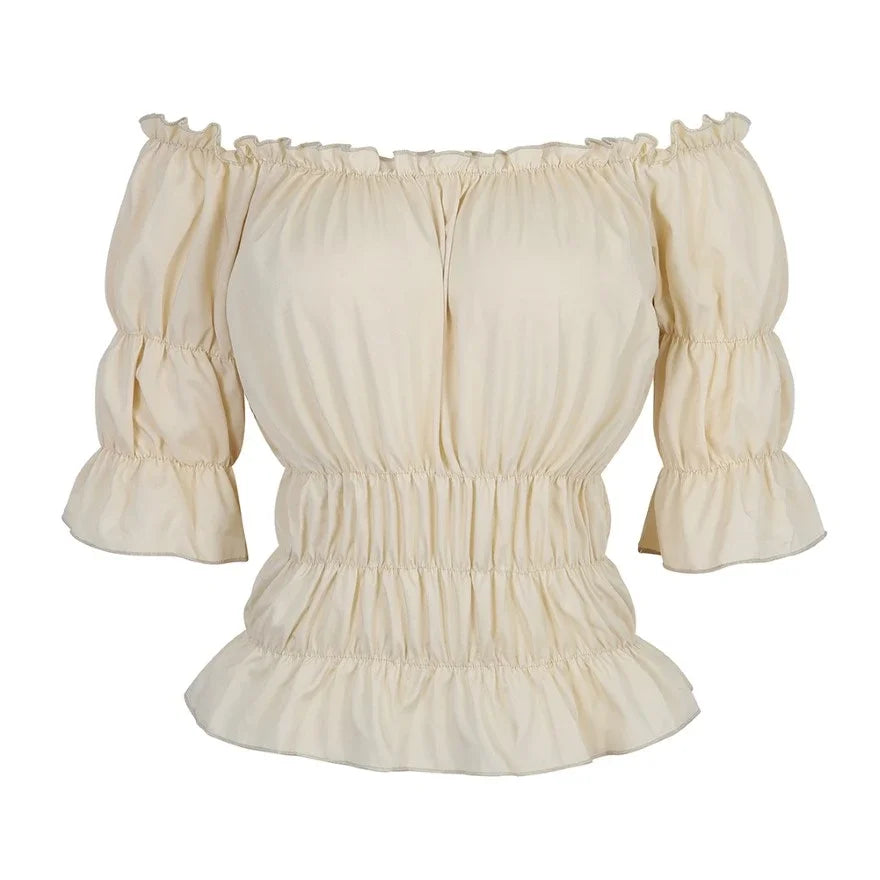 Peasant Off Shoulder Short Sleeves Shirt