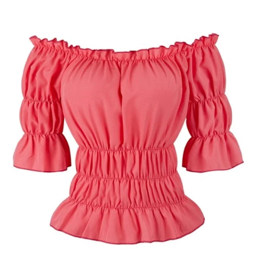 Peasant Off Shoulder Short Sleeves Shirt