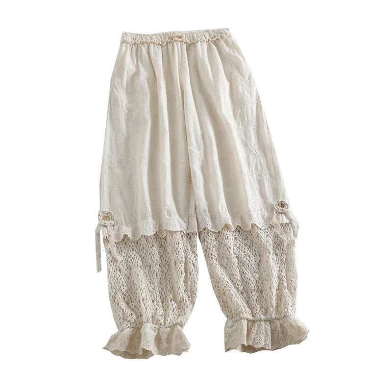 Ruffles Loose Cotton Pants