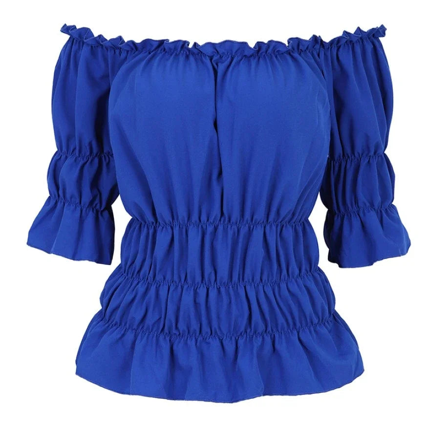 Peasant Off Shoulder Short Sleeves Shirt