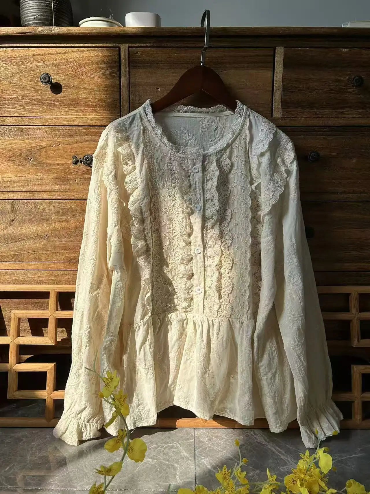 lace patchwork blouse