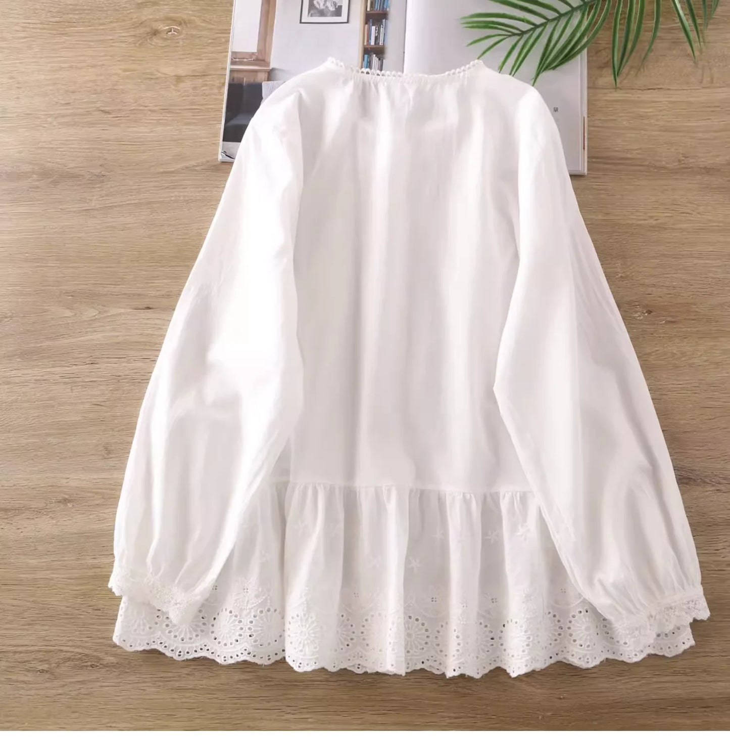 Embroidered Ruffled Blouse