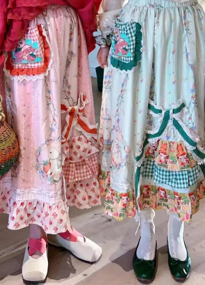 Vintage Rabbit Embroidery Skirt