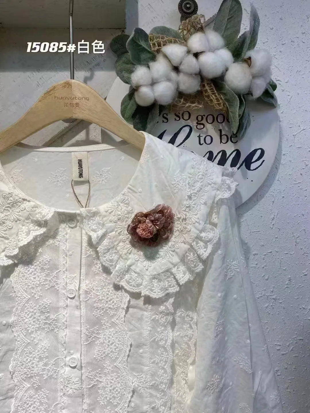 Lace Ruffled Peter Pan Collar Long Sleeve Blouse